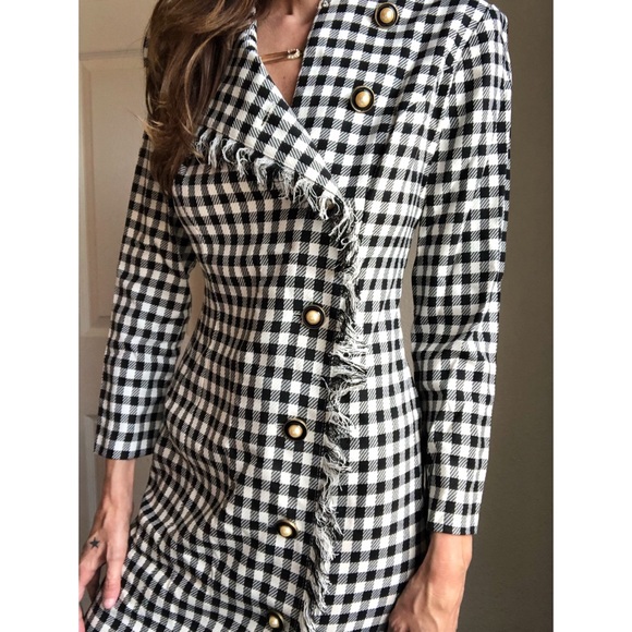 Vintage houndstooth button front dress - Picture 5 of 8